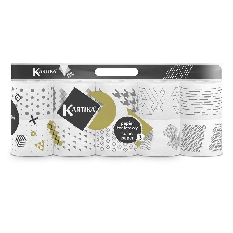 Tualetes papīrs Kartika Black 200lap,10vnt, 3 sl, 10 gab.