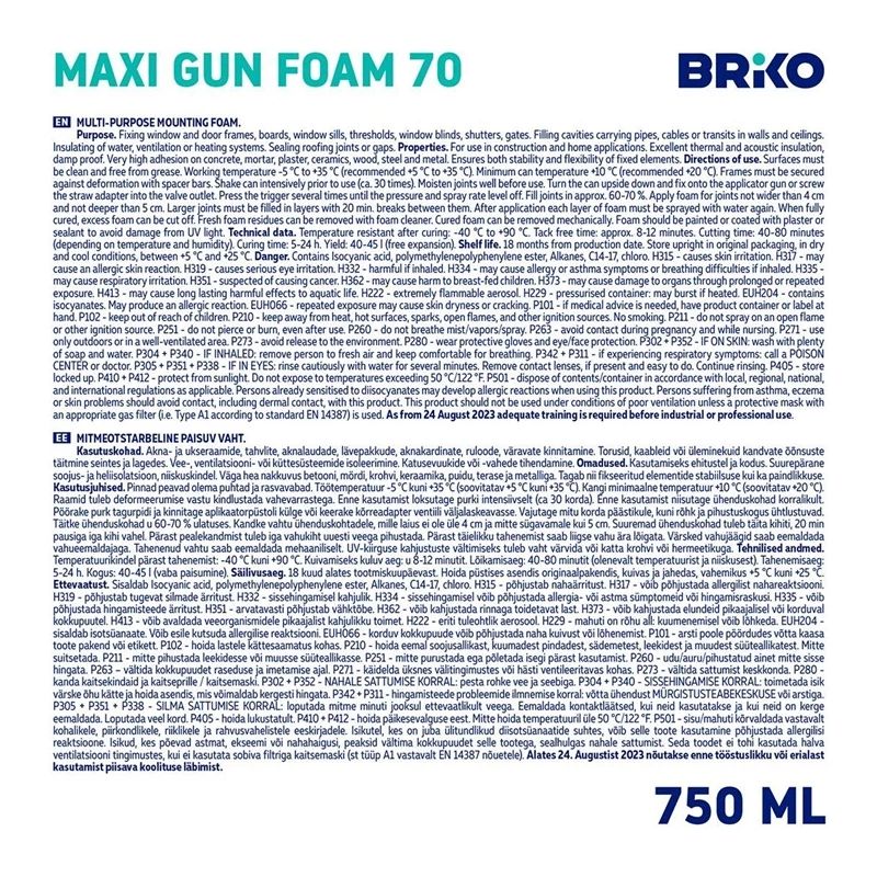 Montāžas putas Briko Smart Foam. 750 ml