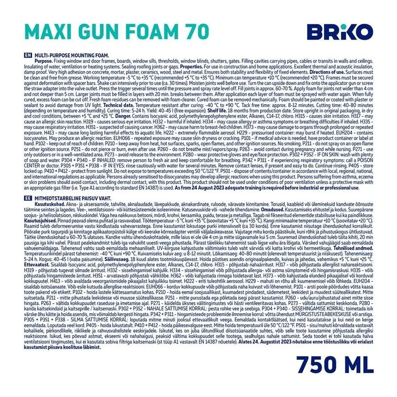 Montažinės putos Briko Smart Foam, 750 ml