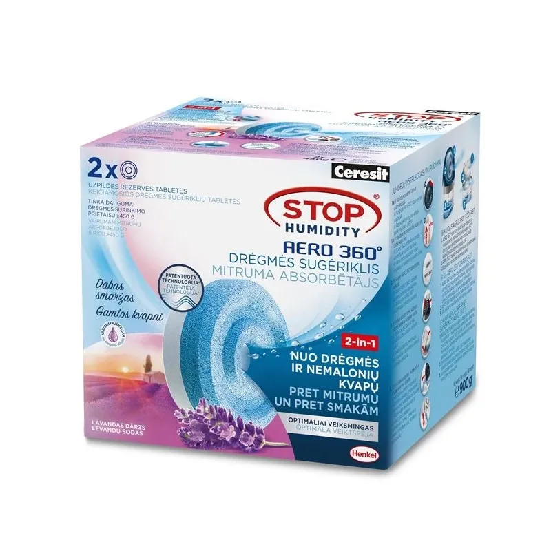 Mitruma uzsūcēja tabletes Ceresit, lavanda, 20 m², 900 g