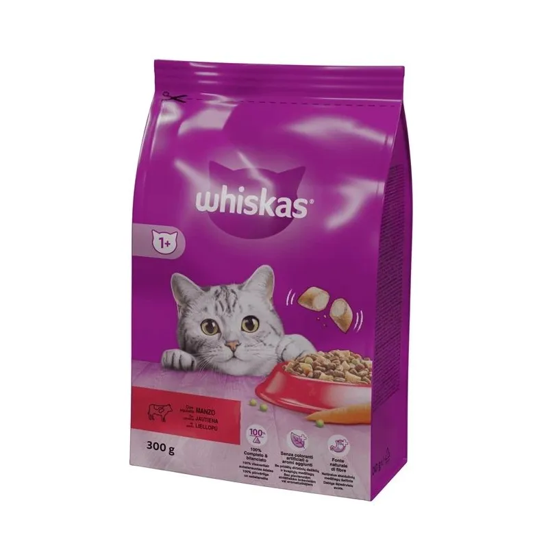 Sausā kaķu barība Whiskas Beef, liellopa gaļa, 0.3 kg
