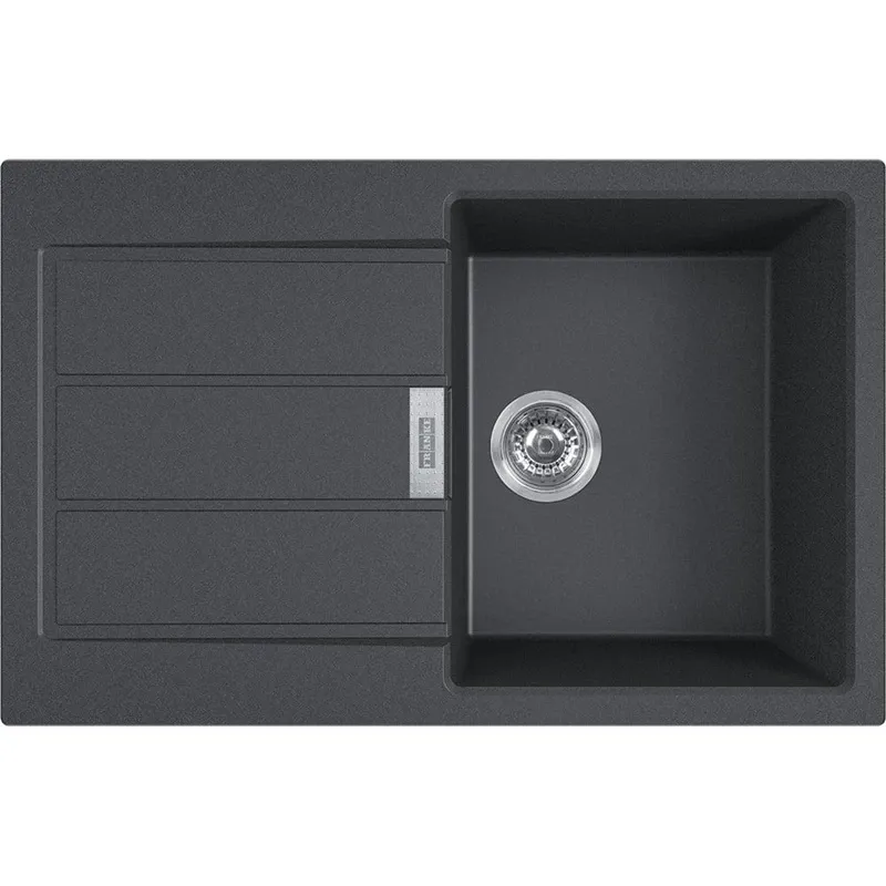 Virtuves izlietne Franke Sirius S2D 611-78 Carbon 143.0590.196, tektonīts, 78 cm x 50 cm x 20 cm, melna krās.