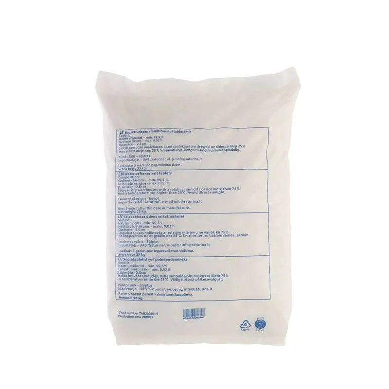 Vandenį minkštinanti druska, tabletėmis ASOO, 25 kg, vandens minkštinimui