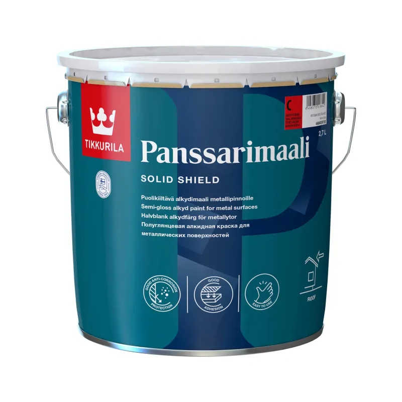 Krāsa, jumts Tikkurila Panssarimaali, pus-spīdīgs, 2.7 l, balta krās.