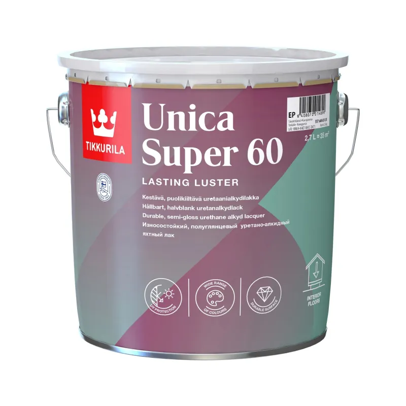 Laka, pus-spīdīgs Tikkurila Unica Super 60, 2.7 l