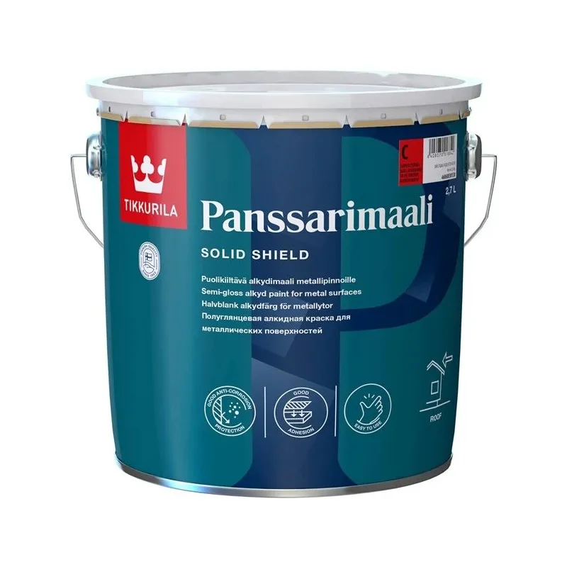 Speciāla krāsa, jumts Tikkurila Panssarimaali, pus-spīdīgs, 2.7 l, bezkrāsaina