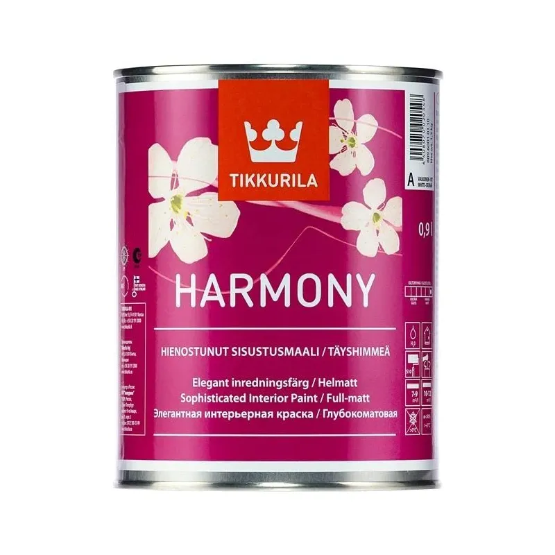 Akrila krāsa Tikkurila Harmony, balta, 0.9 l