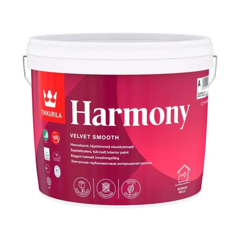 Akrila krāsa Tikkurila Harmony, balta, 2.7 l