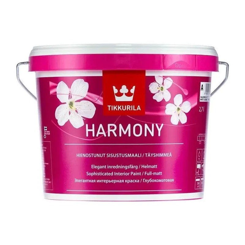 Akrila krāsa Tikkurila Harmony, balta, 2.7 l