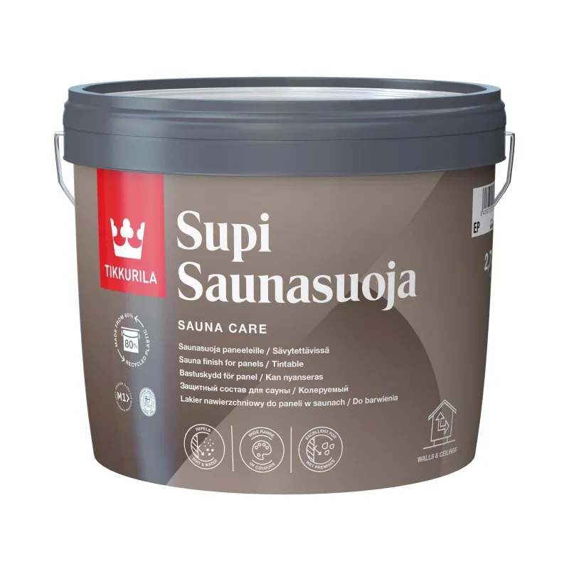 Aizsarglīdzeklis pirts sienām Tikkurila Supi Saunasuoja, caurspīdīgs, 2.7 l