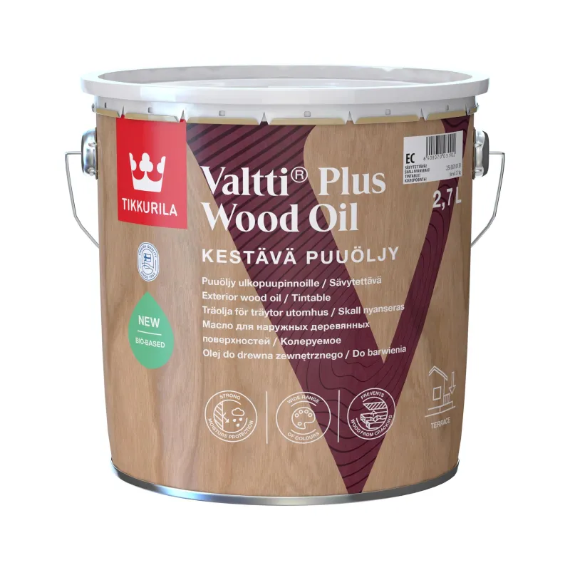 Koksnes eļļa Tikkurila Valtti Plus Wood Oil, caurspīdīga krās., 2.7 l