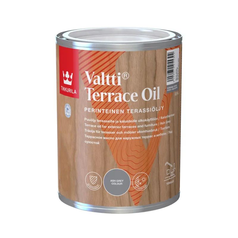 Koksnes eļļa Tikkurila Valtti Terrace Oil, pelēka krās., 0.9 l