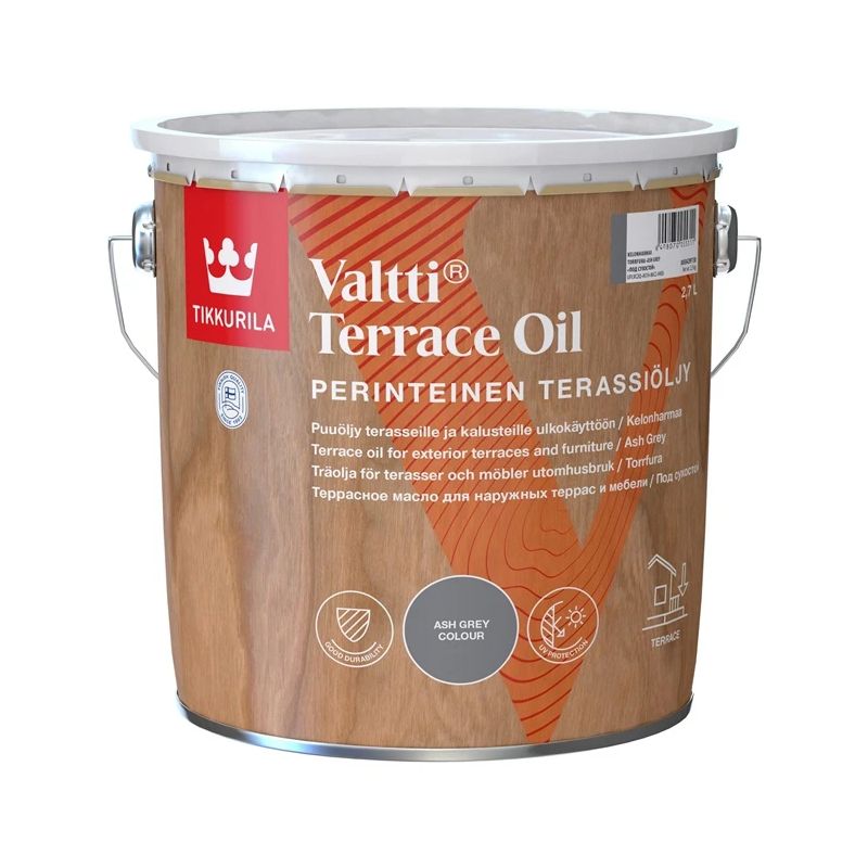 Medienos aliejus Tikkurila Valtti Terrace Oil. pilka. 2.7 l