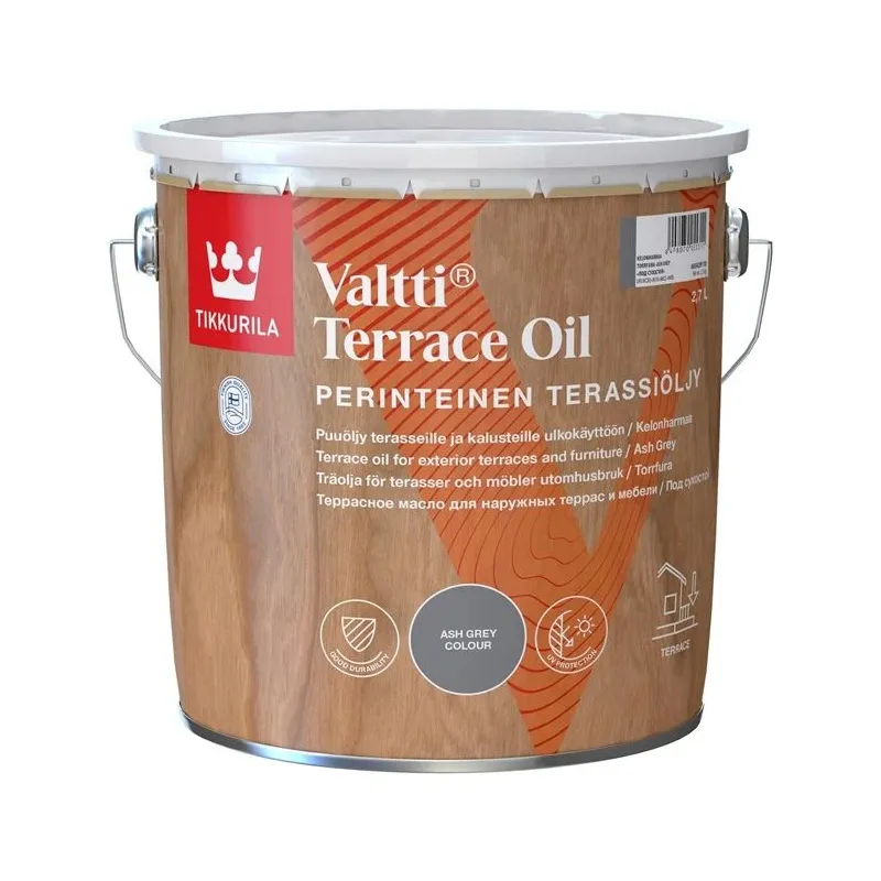 Koksnes eļļa Tikkurila Valtti Terrace Oil, pelēka krās., 2.7 l