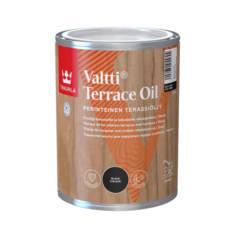 Medienos aliejus Tikkurila Valtti Terrace Oil. juoda. 0.9 l