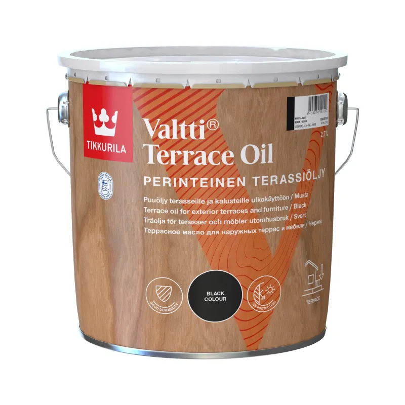 Koksnes eļļa Tikkurila Valtti Terrace Oil, melna krās., 2.7 l