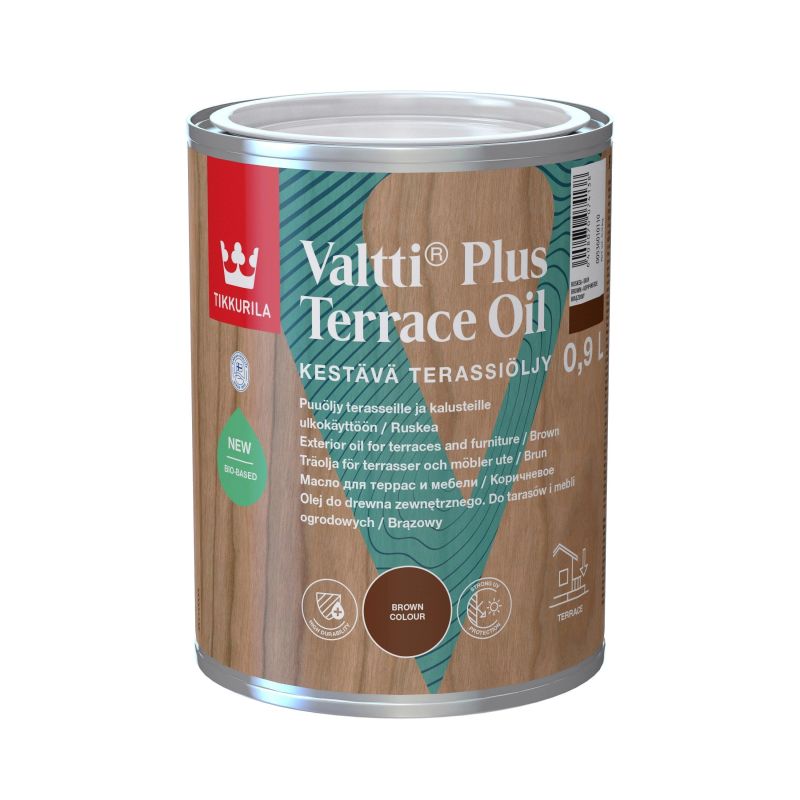 Aliejus med Tikkurila Valtti Plus Terrace Oil. ruda. 0.9 l