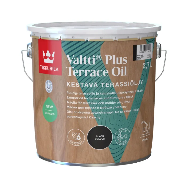 Koksnes eļļa Tikkurila Valtti Plus Terrace Oil, melna krās., 2.7 l