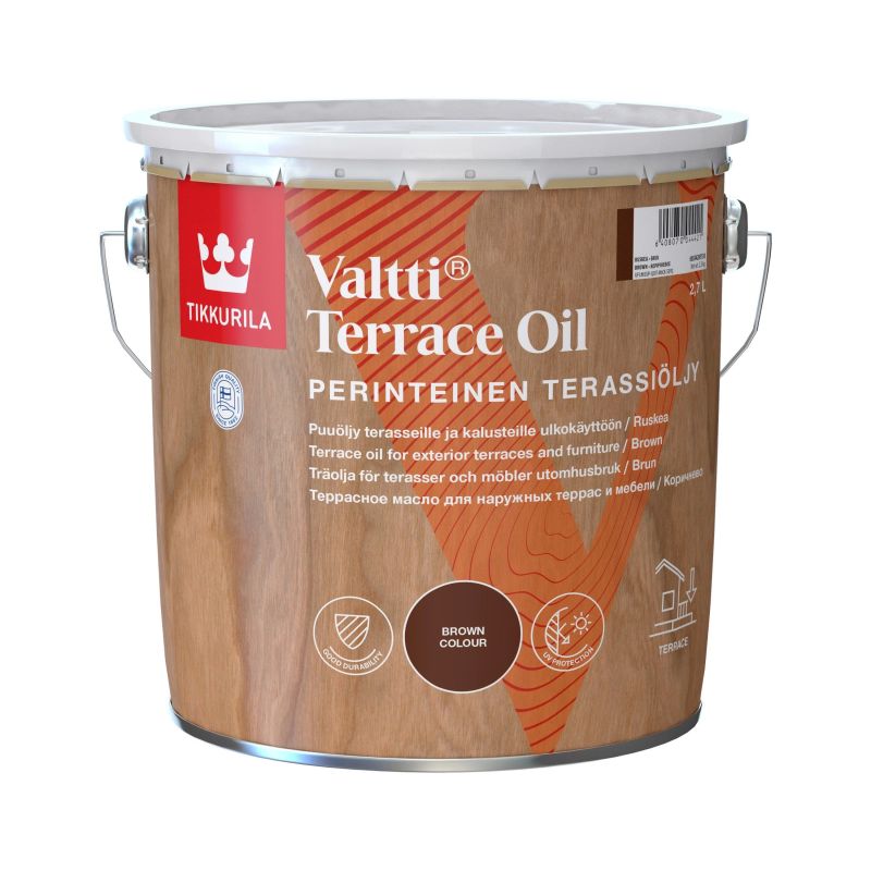 Medienos aliejus Tikkurila Valtti Terrace Oil. ruda. 2.7 l
