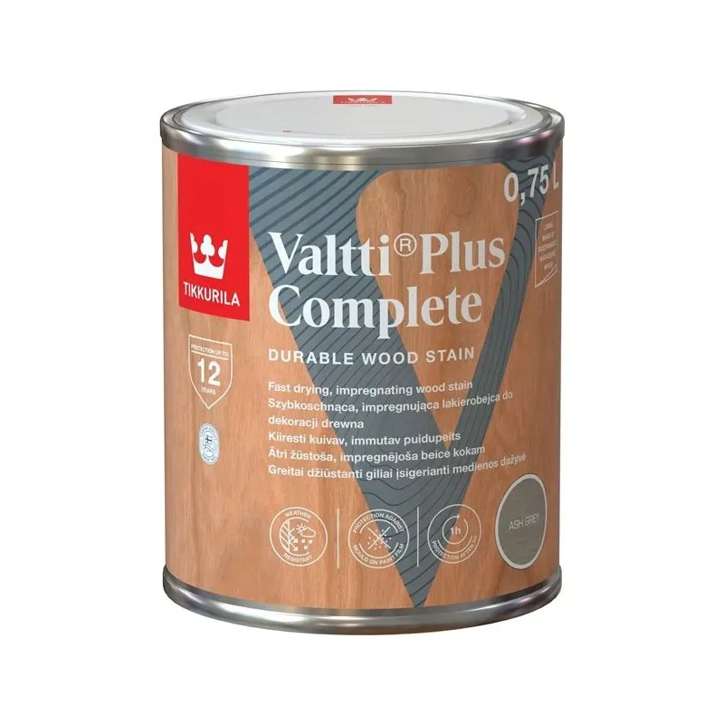 Koksnes impregnants Tikkurila Valtti Plus Complete, pelēka, 0.75 l