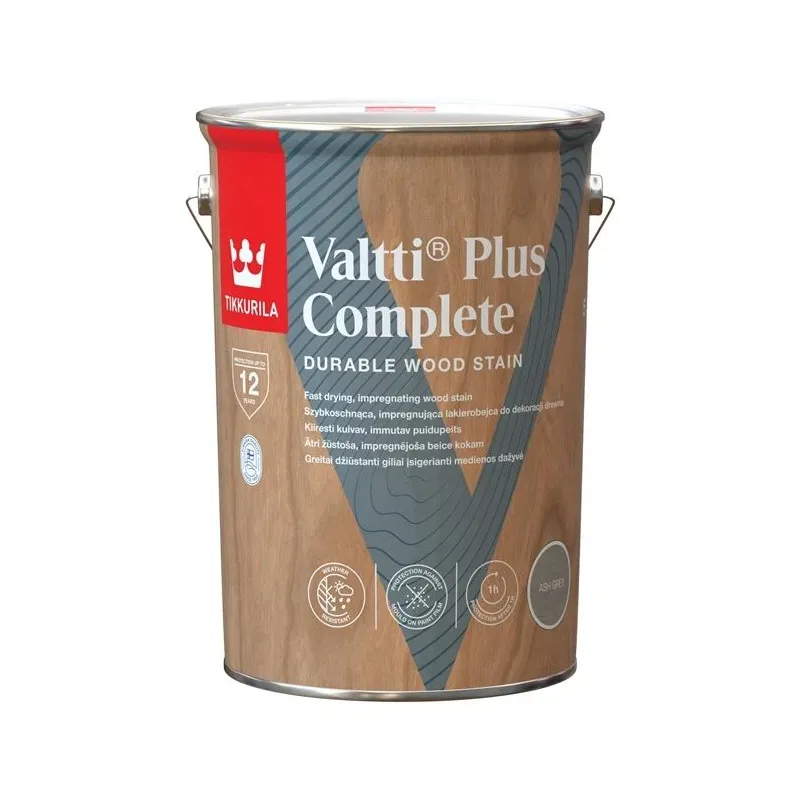 Koksnes impregnants Tikkurila Valtti Plus Complete, pelēka, 5 l