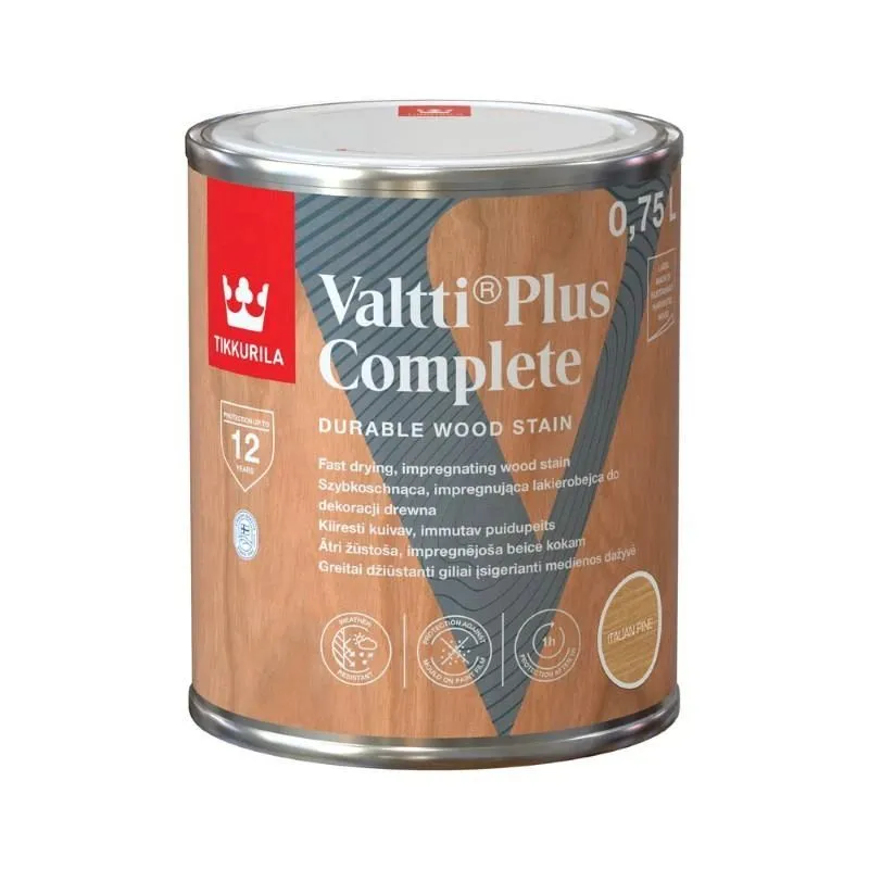 Koksnes impregnants Tikkurila Valtti Plus Complete, gaiši brūna-itālijas priede, 0.75 l