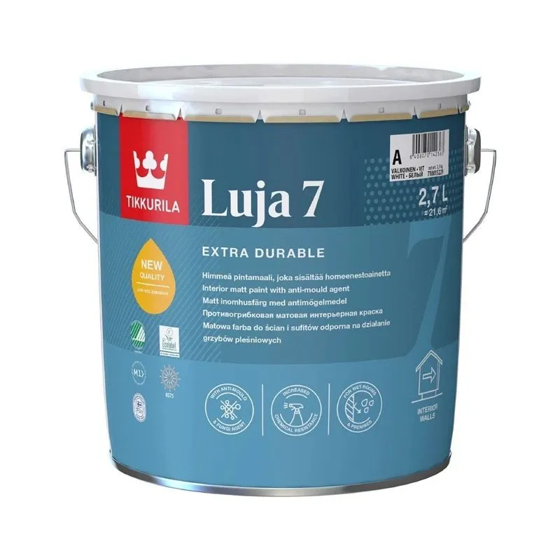 Sienu krāsa Tikkurila Luja, balta, 2.7 l