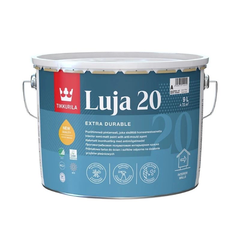 Sienu krāsa Tikkurila Luja 20. balta. 9 l