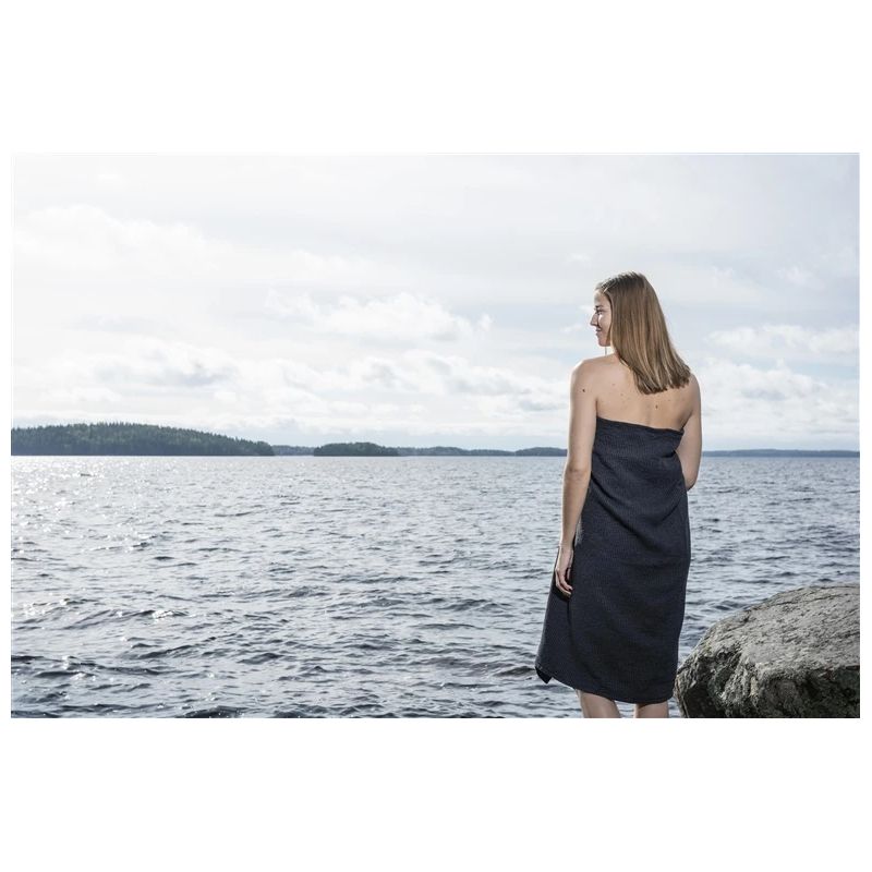 Sauna dvielis Rento Kenno.180 x 90 cm. melna-pelēka