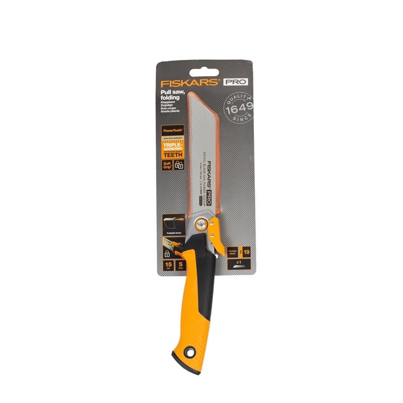 Fiskars PowerTooth salokāmais rokas zāģis 15 cm, 19 TPI ,1062932,