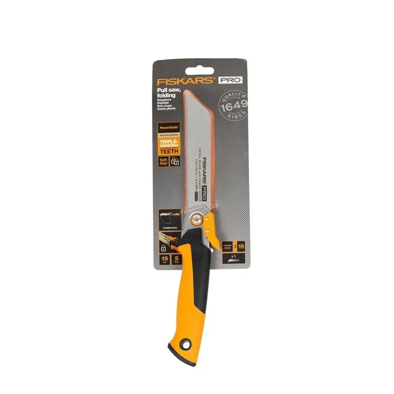 Fiskars PowerTooth Folding Hand Saw 15 cm, 19 TPI ,1062932,