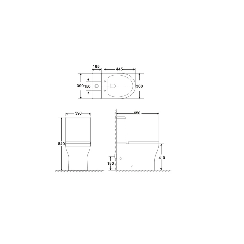 Tualetes pods ar vāku DOMOLETTI MT121B, 390 × 650 mm