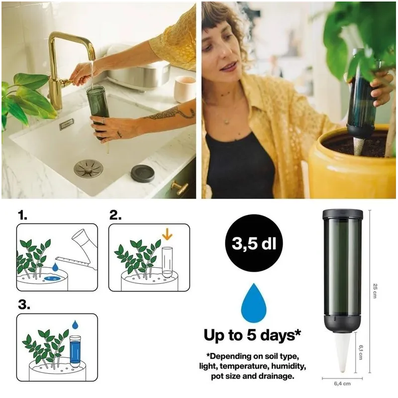 Laistīšanas burbulis Fiskars, plastmasa, melna, 0.35 l