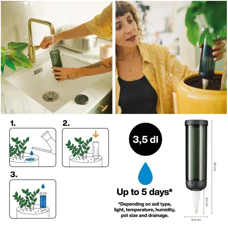 Laistīšanas burbulis Fiskars, plastmasa, melna, 0.35 l
