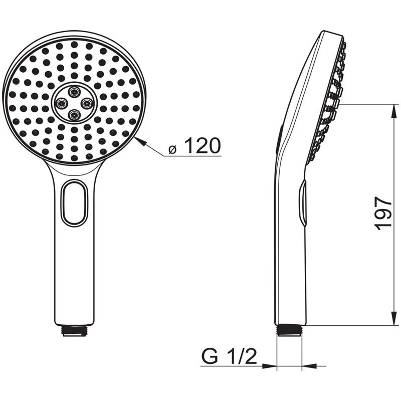 Dušas galviņa Oras Hydractiva 242403. pelēka-hroma. 120 mm