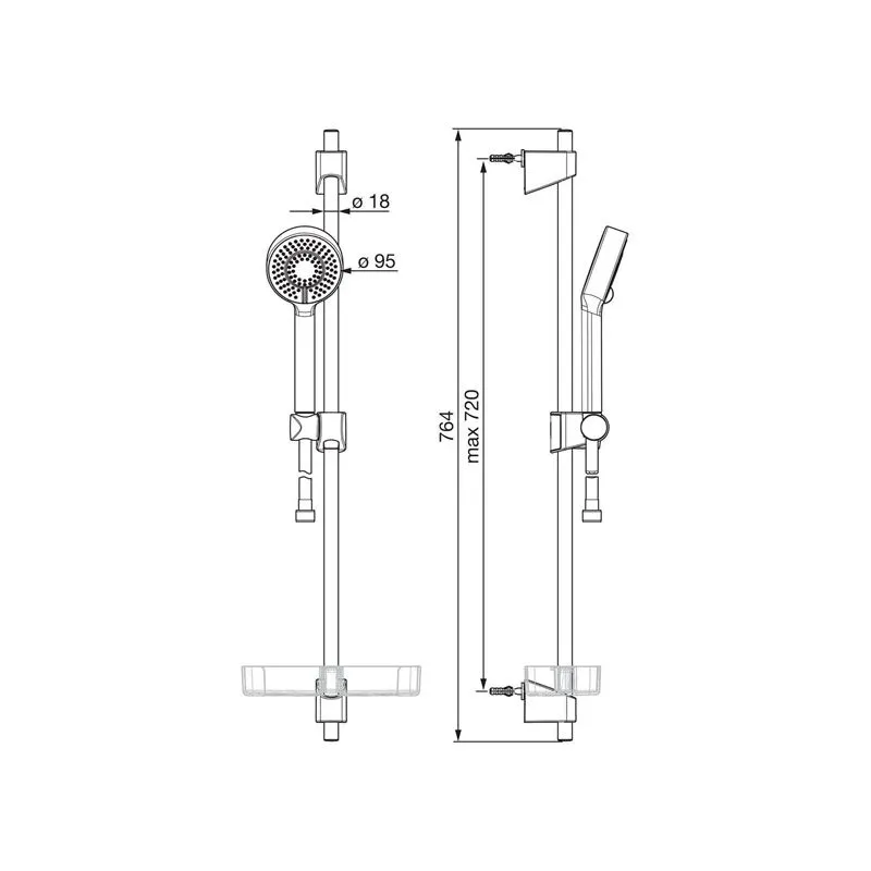 Dušas komplekts Oras Apollo 544-33, melna krās.