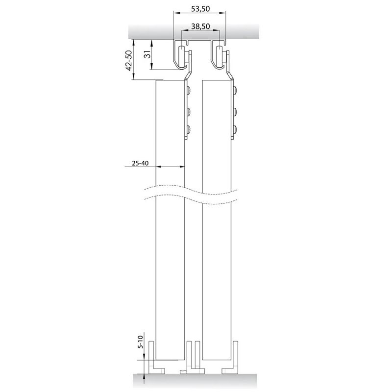 Komplekts Helaform 10404. bīdāmām iekšdurvīm. 1800 mm