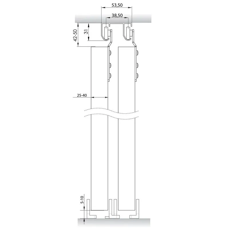 Bėgių komplektas Helaform 10404, stumdomosioms vidaus durims, 180 cm