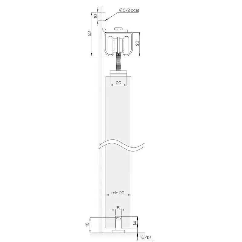 Komplekts Helaform 20705-75-JR. bīdāmām iekšdurvīm. 2000 mm
