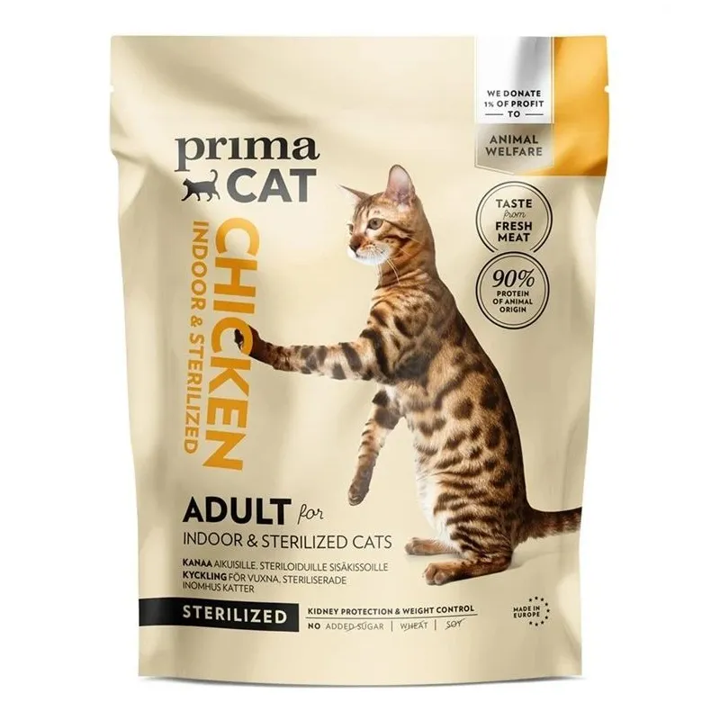 Sausas kačių maistas Prima Cat Sterilised Chicken, vištiena, 1.4 kg