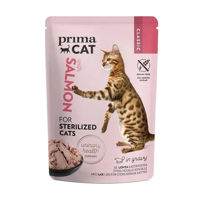 Mitrā kaķu barība Prima Cat Sterilised Salmon, 0.085 kg