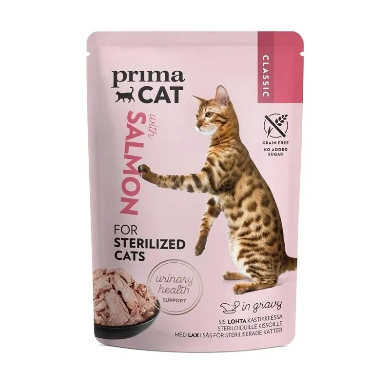 Mitrā kaķu barība Prima Cat Sterilised Salmon, 0.085 kg