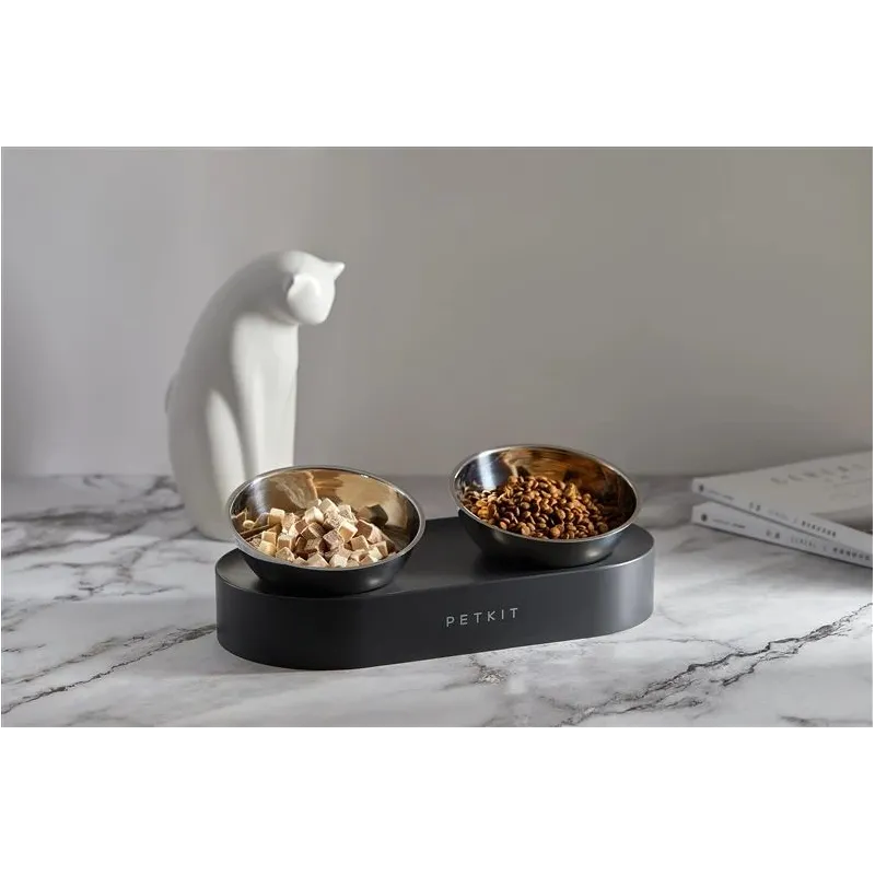 Statīvs ar bļodiņām sunim Petkit Fresh Nano Metal Bowl, 0.48 l, 14 cm x 34 cm x 17 cm, sudraba krās.