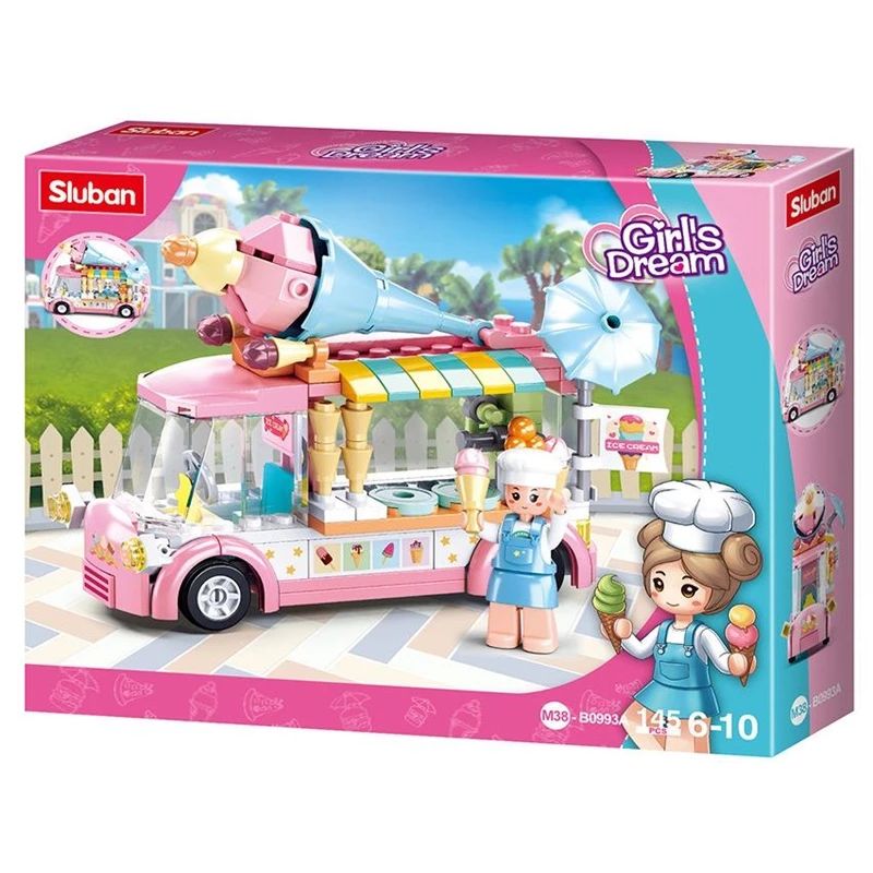 Konstruktors Sluban Ice cream car M38-B0993A. plastmasa