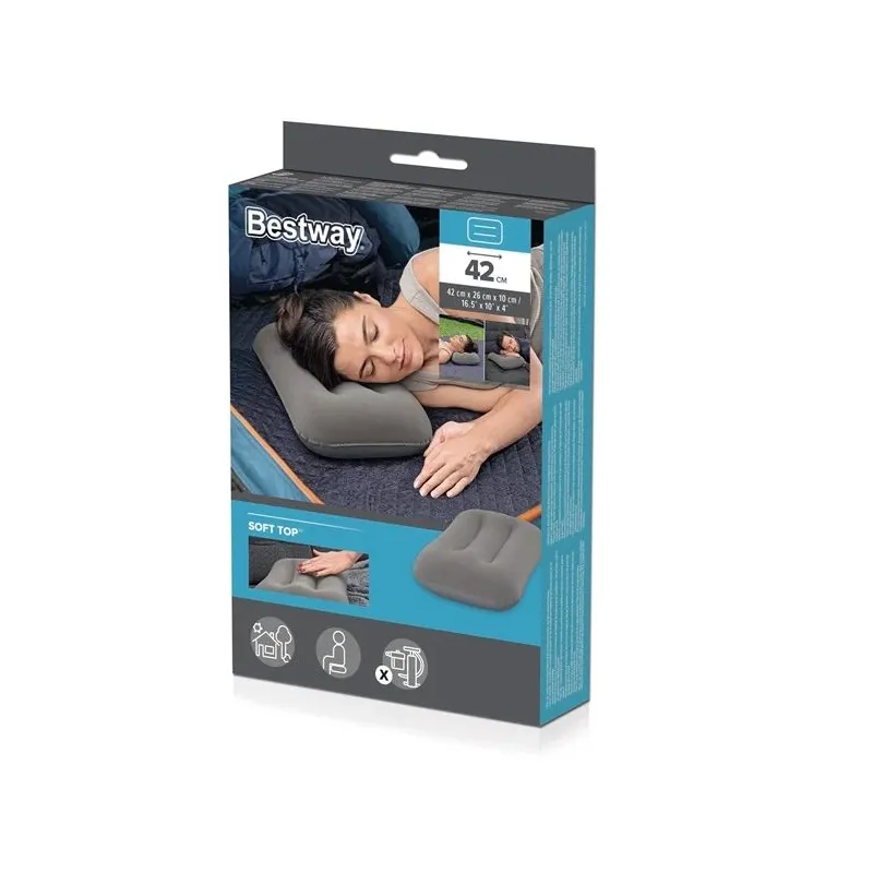 Piepūšams spilvens Bestway 67121, zila krās.-balta krās., 42 cm x 26 cm x 10 cm
