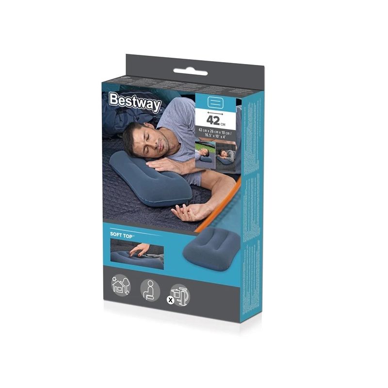 Piepūšams spilvens Bestway 67121. zila-balta. 42x26x10 cm