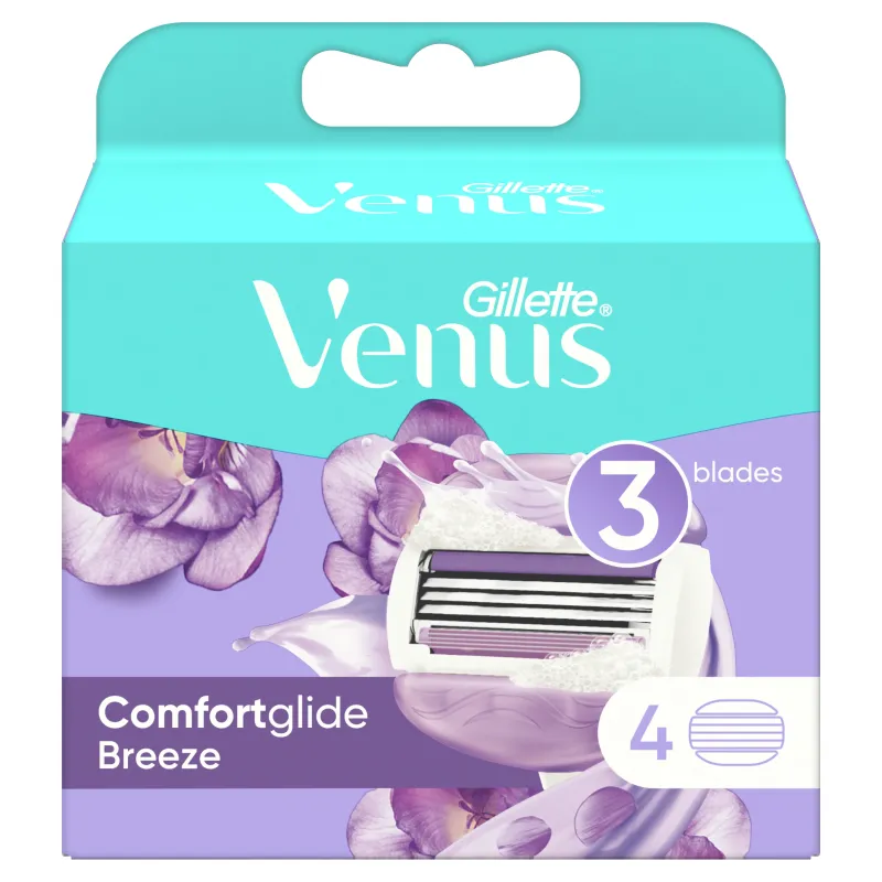Gillette Venus ComfortGlide Breeze Razor Skuvekļa Maināmas Asmeņu Kasetnes, 4 gab
