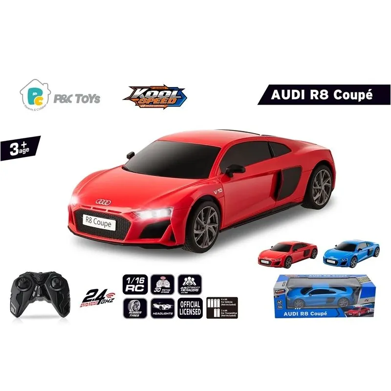 Rc automašīna Koolspeed Audi R8 Coupe DHTRC10506GN, zila-sarkana-,krāsa-dizains tiek izvēlēts nejauši,