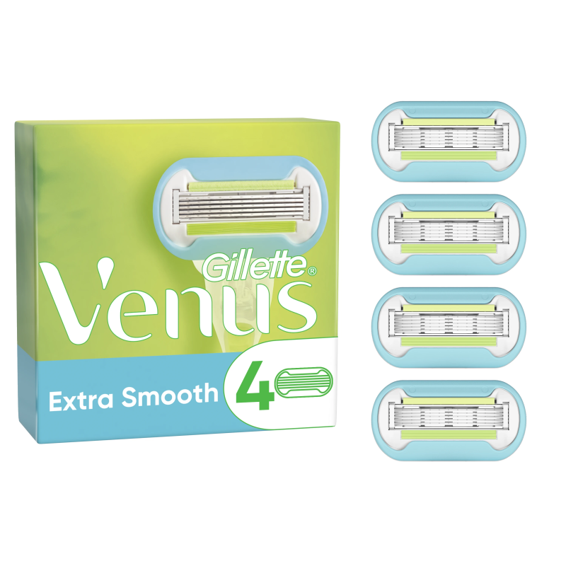 Gillette Venus Extra Smooth Razor Skuvekļa Maināmas Asmeņu Kasetnes, 4 gab