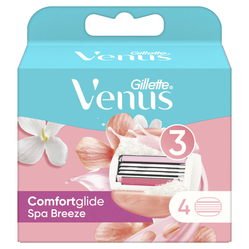 Gillette Venus ComfortGlide Spa Breeze Razor Skuvekļa Maināmas Asmeņu Kasetnes, 4 gab